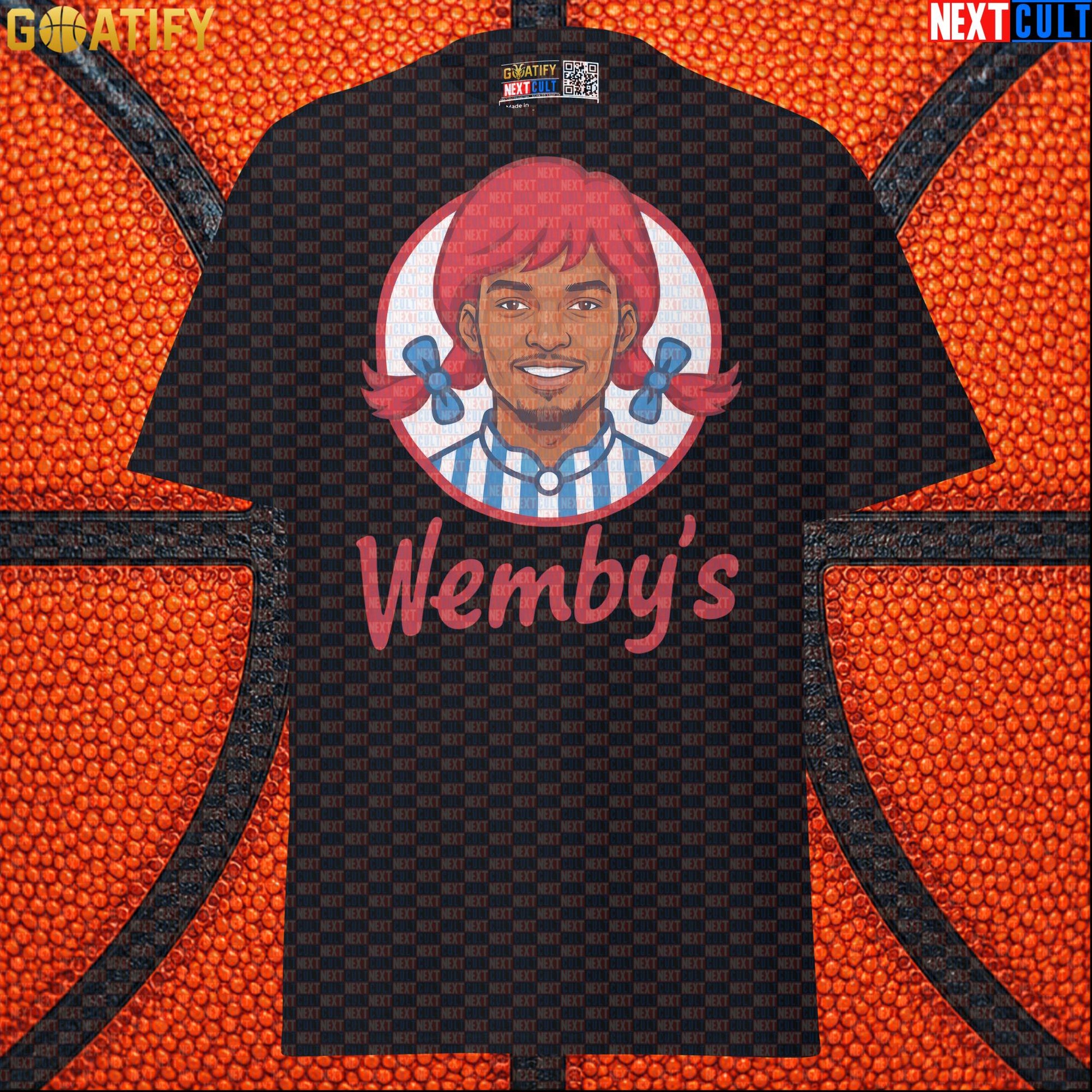Basketball T-Shirt Wemby's Fast Food Parody for Victor Wembanyama Fans and NBA Gifts |  | ["Basketball", "France", "NBA", "San Antonio Spurs", "Victor Wembanyama", "Wemby"]
