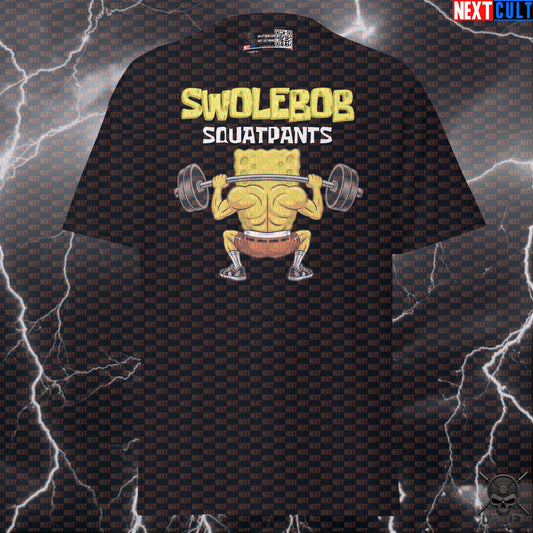 SwoleBob Squatpants Funny Gym T-Shirt - Leg Day Meme Tee for Lifters, Workout Pump Cover Top for Bodybuilding & Powerlifting T-shirts Next Cult Brand