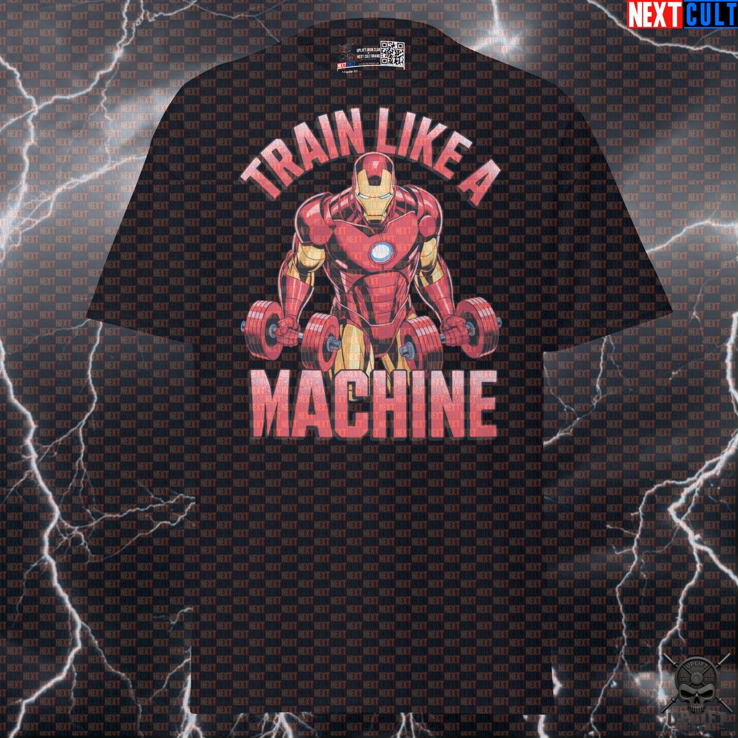 Train Like A Machine Funny Gym T-Shirt - Iron Man Inspired Pump Cover for Gym Bros & Lifters T-shirts Next Cult Brand