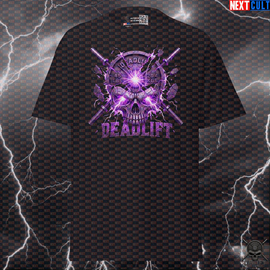 Deadlift T-Shirt Purple Skull Gym Shirt for Powerlifters Heavy Weight Leg Day Workout Gift T-shirts Next Cult Brand
