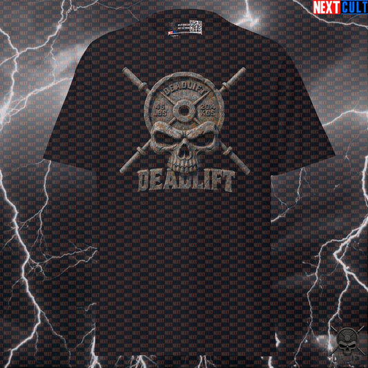 Deadlift T-Shirt Stone Skull Gym Shirt for Powerlifters, Hardcore Bodybuilding Gift T-shirts Next Cult Brand