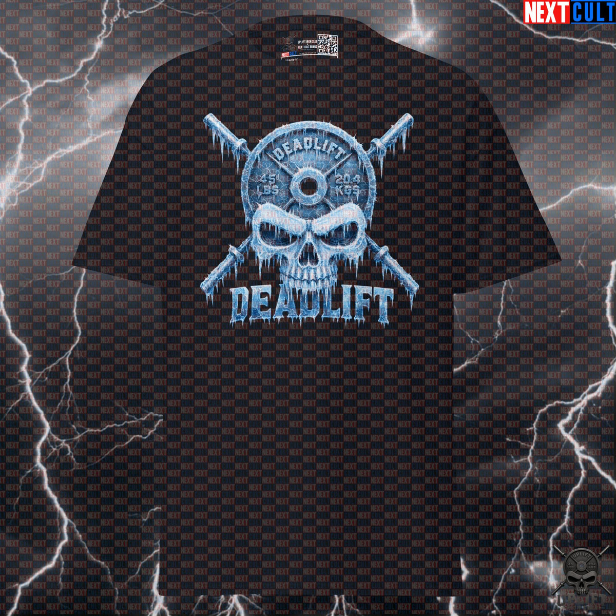 Deadlift T-Shirt Frozen Skull Gym Shirt for Powerlifters, Hardcore Winter Lifting Gift | T-shirts | ["Bodybuilding", "Fitness", "Gym", "Hardcore", "Leg Day", "NCB", "Powerlifting", "Pump Cover", "Workout"]