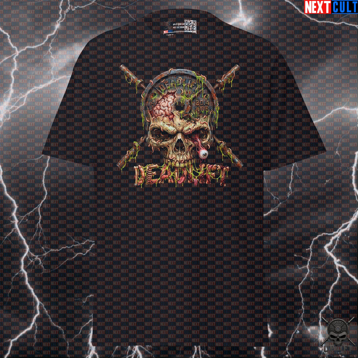 Deadlift T-Shirt Zombie Skull Gym Shirt for Powerlifters, Halloween Horror Lifting Gift | T-shirts | ["Bodybuilding", "Fitness", "Gym", "Halloween", "Leg Day", "NCB", "Powerlifting", "Pump Cover", "Workout"]