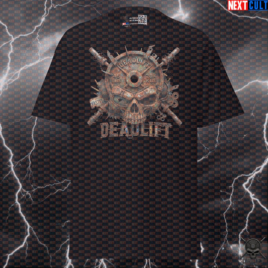 Deadlift T-Shirt Post-Apocalyptic Skull Graphic for Lifters, Hardcore Leg Day Gym Shirt T-shirts Next Cult Brand