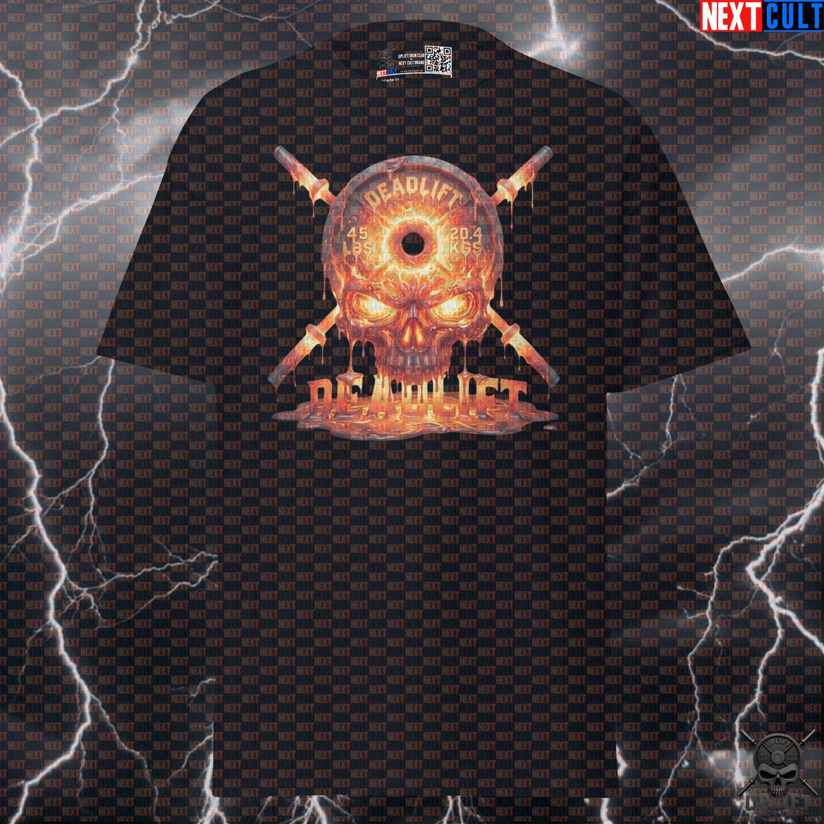 Deadlift T-Shirt Molten Skull Graphic for Lifters, Hardcore Leg Day Gym Shirt Gift T-shirts Next Cult Brand