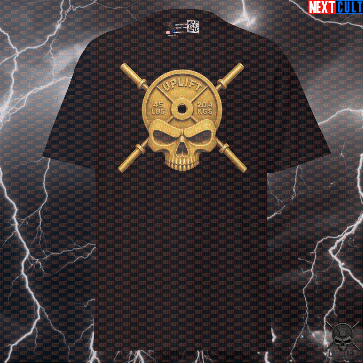 Gold Skull T-Shirt for Lifters, Uplift Iron Club Gym Shirt, Bodybuilding Gift T-shirts Next Cult Brand