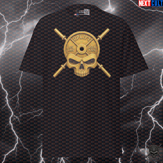 Gold Skull T-Shirt for Lifters, Uplift Iron Club Gym Shirt, Bodybuilding Gift T-shirts Next Cult Brand
