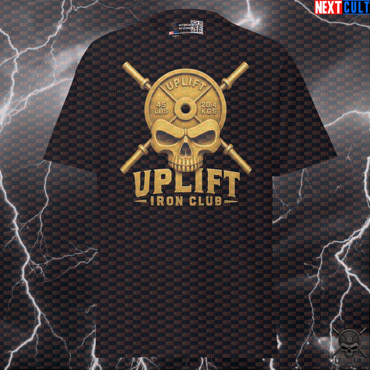 Gold Skull T-Shirt Uplift Iron Club Lifters Gym Wear Powerlifting Bodybuilding Gift | T-shirts | ["Bodybuilding", "Fitness", "Gym", "Hardcore", "NCB", "Powerlifting", "Pump Cover", "Workout"]
