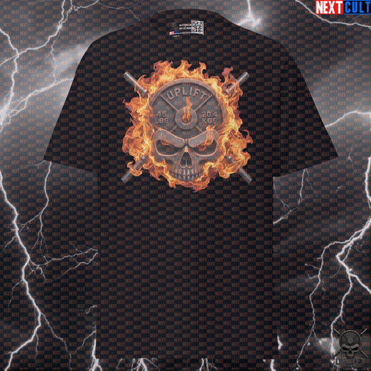T-Shirt Flaming Skull Gym Shirt for Lifters Workout Gift Uplift Iron Club Fire Design T-shirts Next Cult Brand
