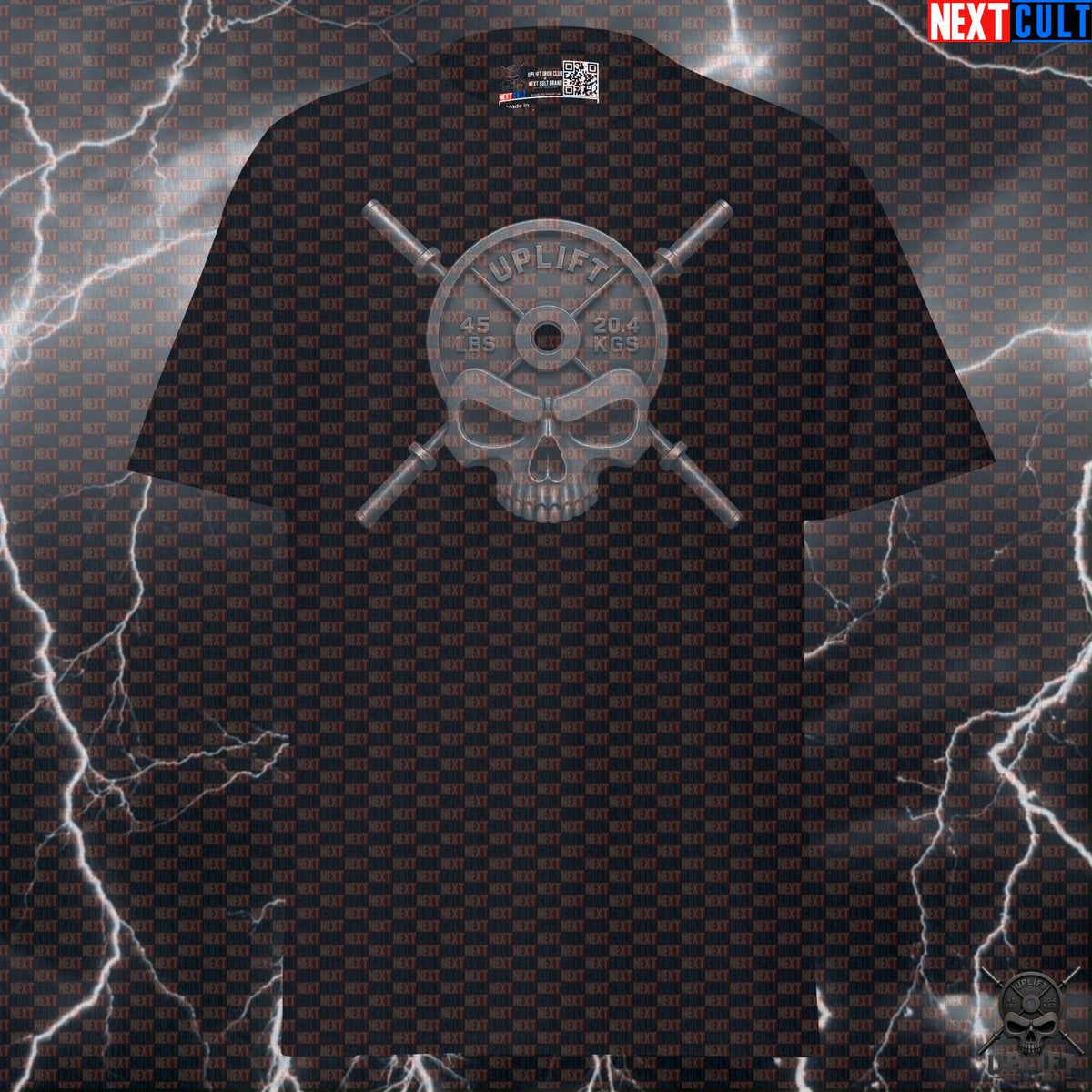 Gym T-Shirt Skull Weightlifting Design for Powerlifters Bodybuilders Uplift Iron Club | T-shirts | ["Bodybuilding", "Fitness", "Gym", "Hardcore", "NCB", "Powerlifting", "Pump Cover", "Workout"]