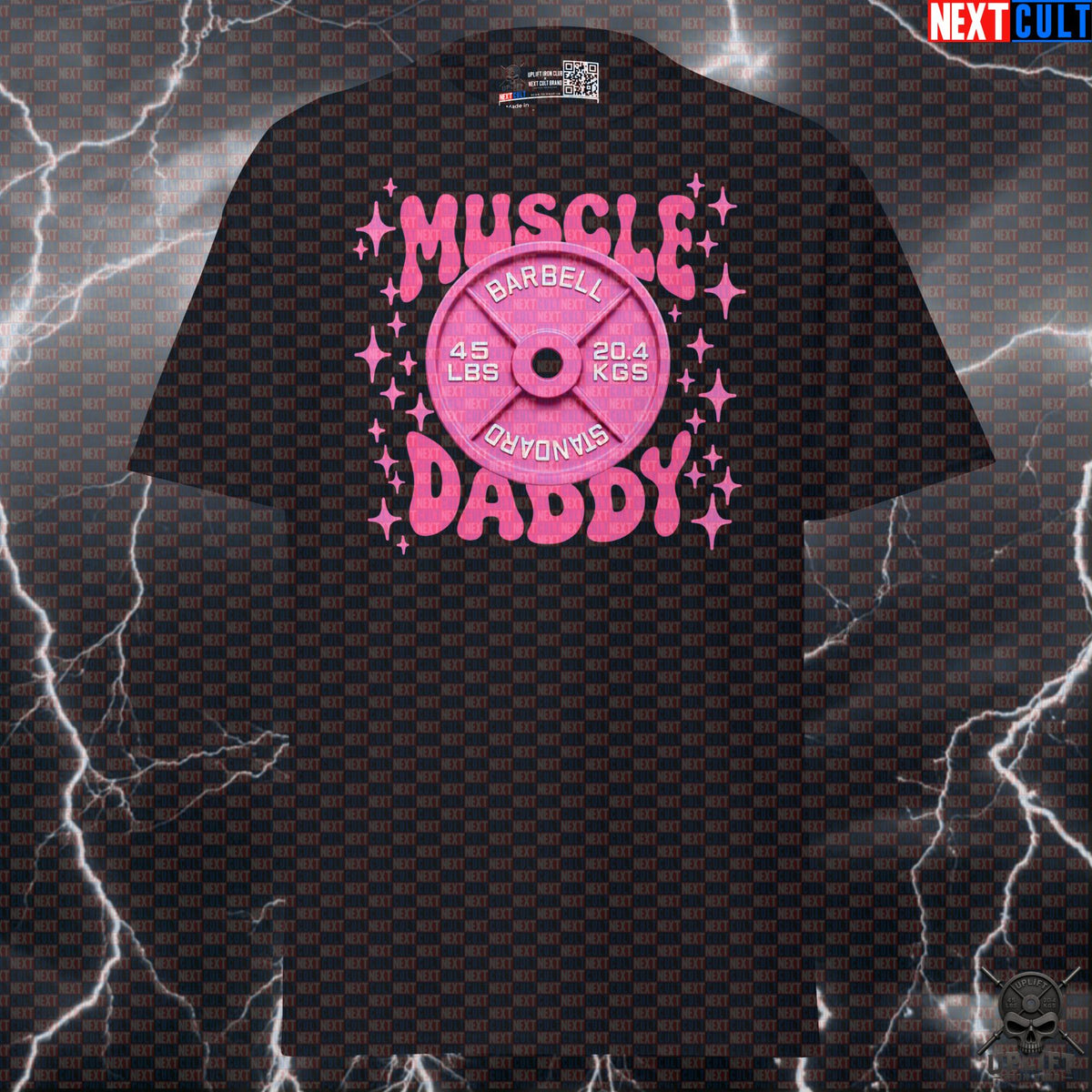 Muscle Daddy T-Shirt Pink Barbell Plate Gym Shirt for Men Who Lift | T-shirts | ["Bodybuilding", "Fitness", "Gym", "NCB", "Powerlifting", "Pride", "Pump Cover", "Workout"]
