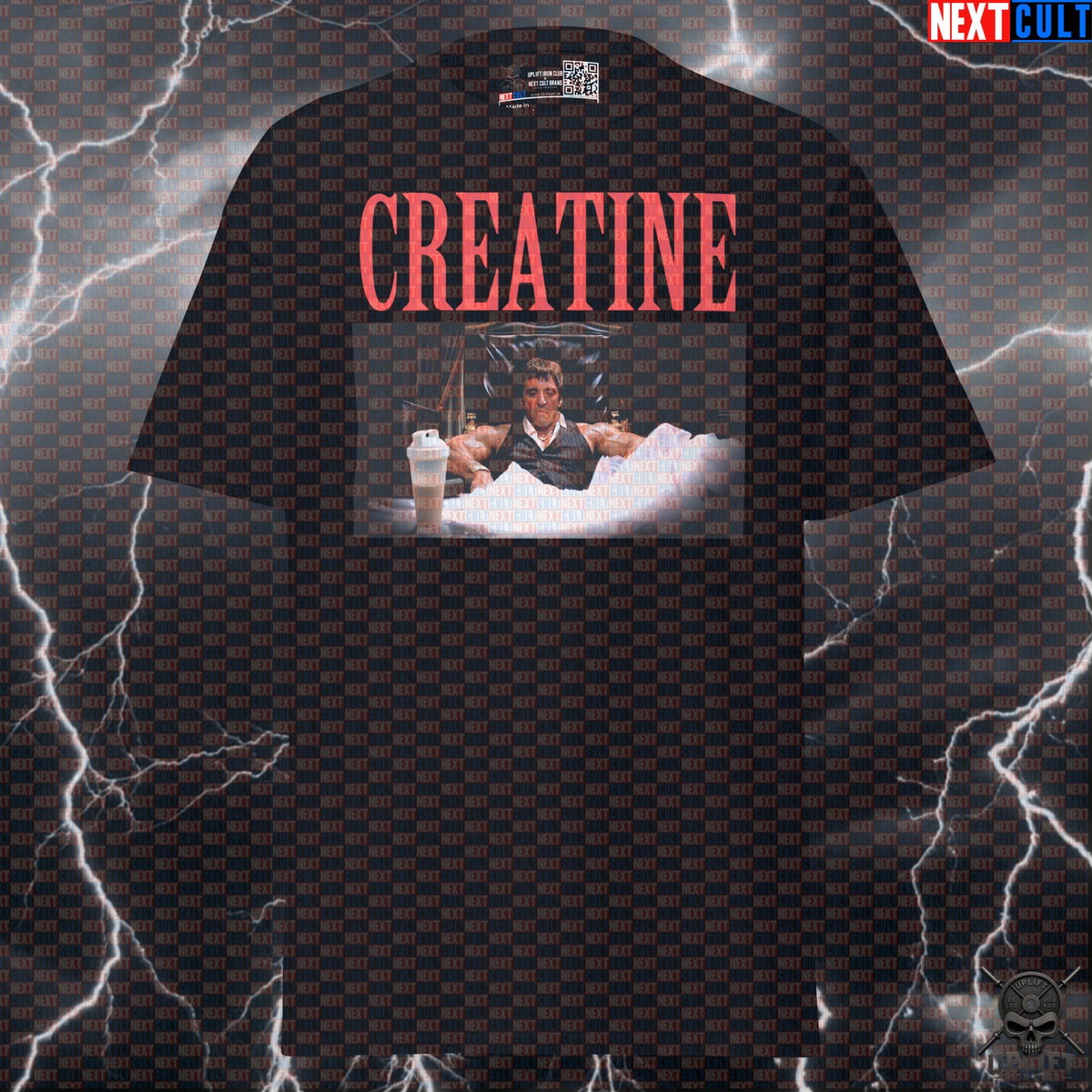 Creatine T-Shirt Scarface Gym Parody for Lifters, Bodybuilders, Movie Buffs & Gym Bros | T-shirts | ["Bodybuilding", "Creatine", "Films", "Fitness", "Gym", "NCB", "Pump Cover", "Scarface", "Workout"]