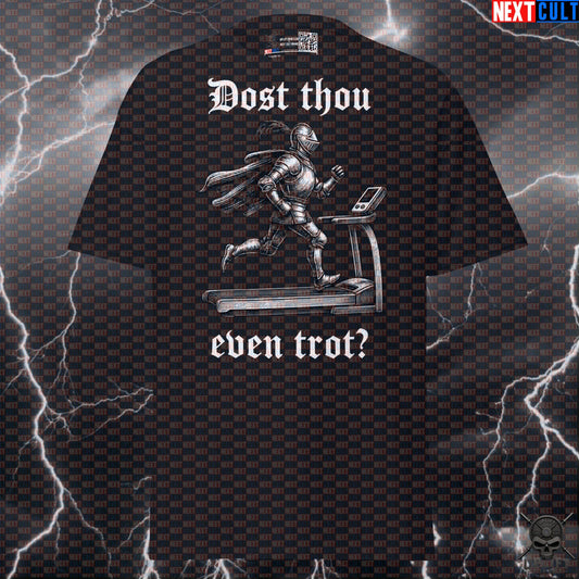 Running T-Shirt Dost Thou Even Trot Medieval Knight Gym Shirt for Runners & Cardio Fans T-shirts Next Cult Brand