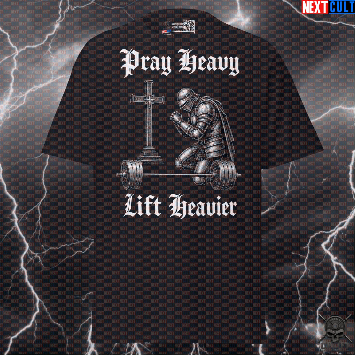 Christian Gym T-Shirt Pray Heavy Lift Heavier Medieval Knight Shirt for Lifters & Powerlifters T-shirts Next Cult Brand