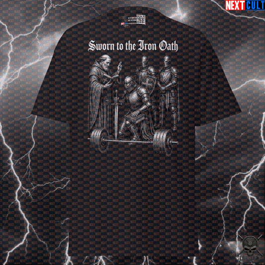 Gym T-Shirt Sworn to the Iron Oath Medieval Knight Lifting Shirt for Heavy Lifters T-shirts Next Cult Brand