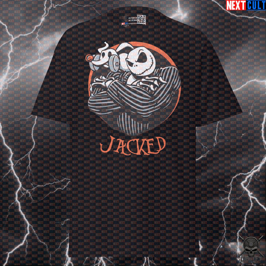 Jack Skellington Pump Cover T-Shirt | Funny Halloween Gym Meme Tee for Lifters & Bodybuilding Gains T-shirts Next Cult Brand