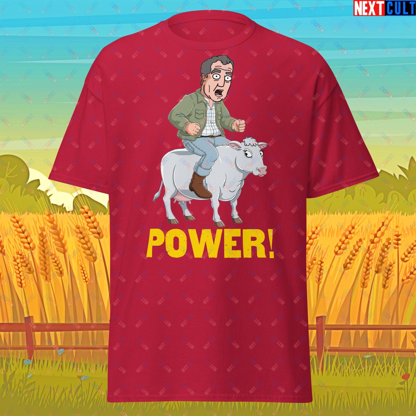 Speed and Power Pepper Cow Jeremy Clarkson's Farm Diddly Squat Grand Tour Top Gear Funny Meme Cartoon Unisex tee Cardinal T-shirts Clarkson's Farm Grand Tour Jeremy Clarkson Top Gear TV Shows Next Cult Brand