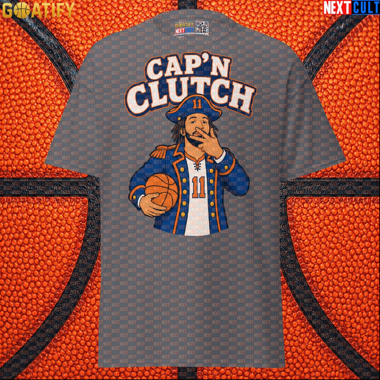 Jalen Brunson T-Shirt – Cap’n Clutch Graphic Tee for New York Knicks Championship Fans Charcoal Next Cult Brand