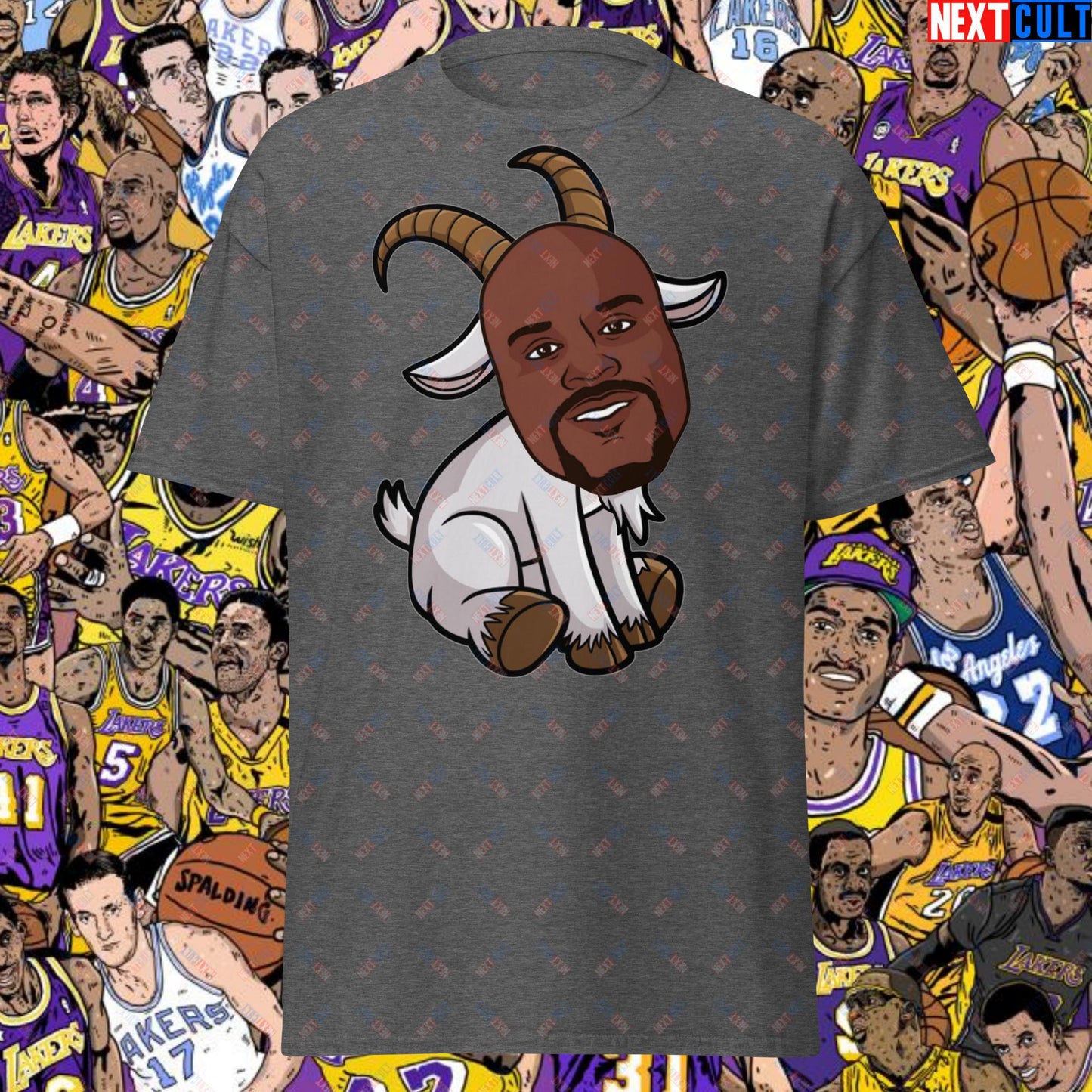 Shaquille O’Neal GOAT T-Shirt - Shaq Basketball Meme Tee - Greatest of All Time NBA Funny Cartoon Casual Top for Basketball Fans - Perfect Gift for Shaq Lovers Unisex tee Dark Heather T-shirts Basketball G.O.A.T. Los Angeles Lakers NBA Orlando Magic Shaq Next Cult Brand