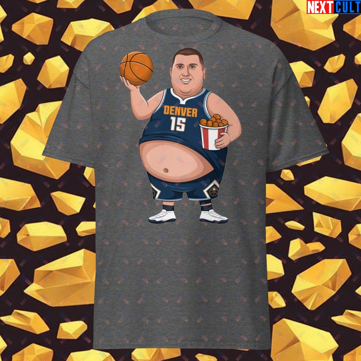 Fat Jokic Denver Nuggets T-Shirt - Funny Basketball Meme Casual Top - Big Jokic Dominance Tee for Basketball Fans - Perfect Gift for Jokic Fans Dark Heather T-shirts Basketball Denver Nuggets NBA Nikola Jokic Next Cult Brand