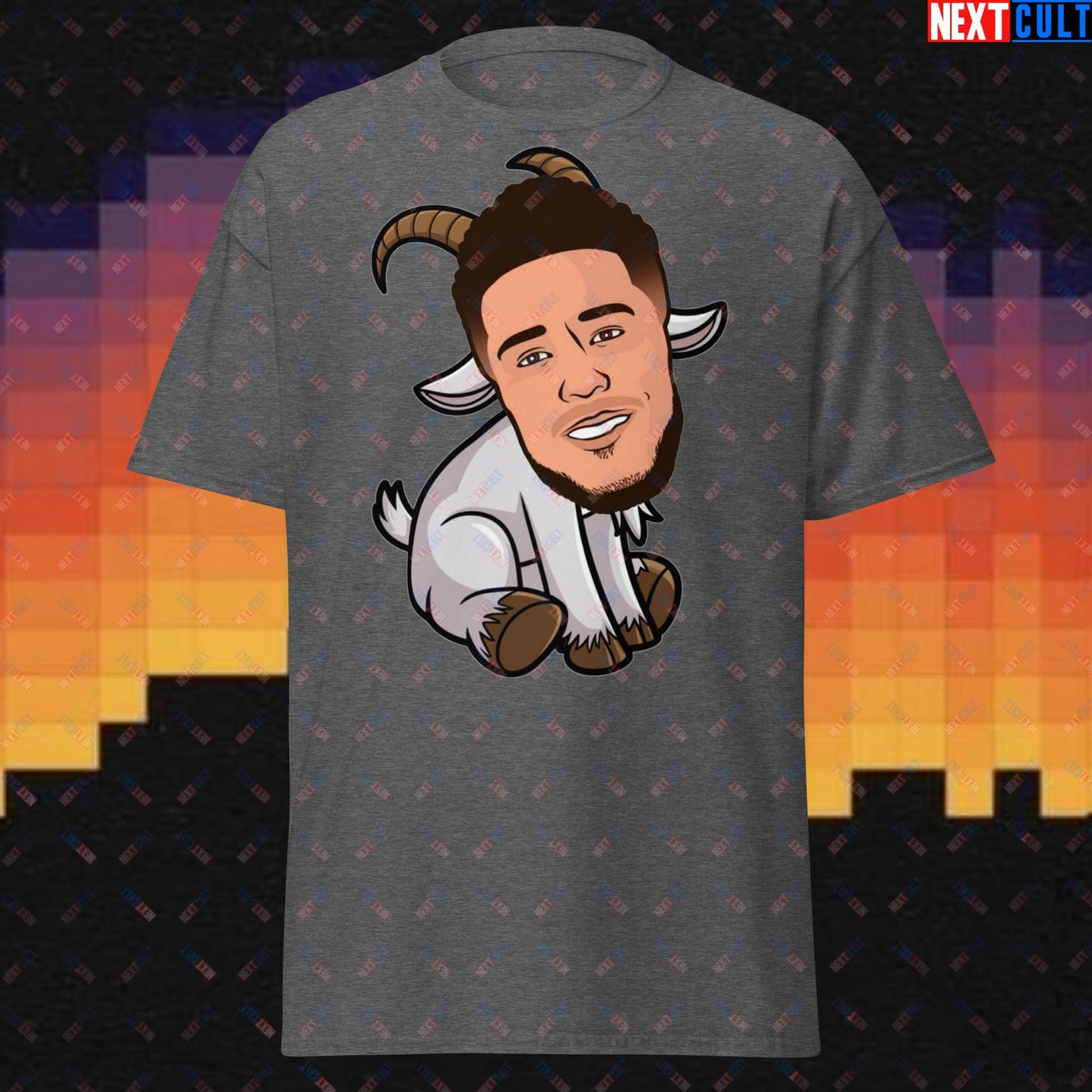 Devin Booker GOAT T-Shirt - Funny Basketball Meme Casual Top - Phoenix Suns Greatest of All Time Tee for Basketball Fans - Perfect Gift for Devin Booker Fans Dark Heather T-shirts Basketball Devin Booker G.O.A.T. NBA Phoenix Suns Next Cult Brand