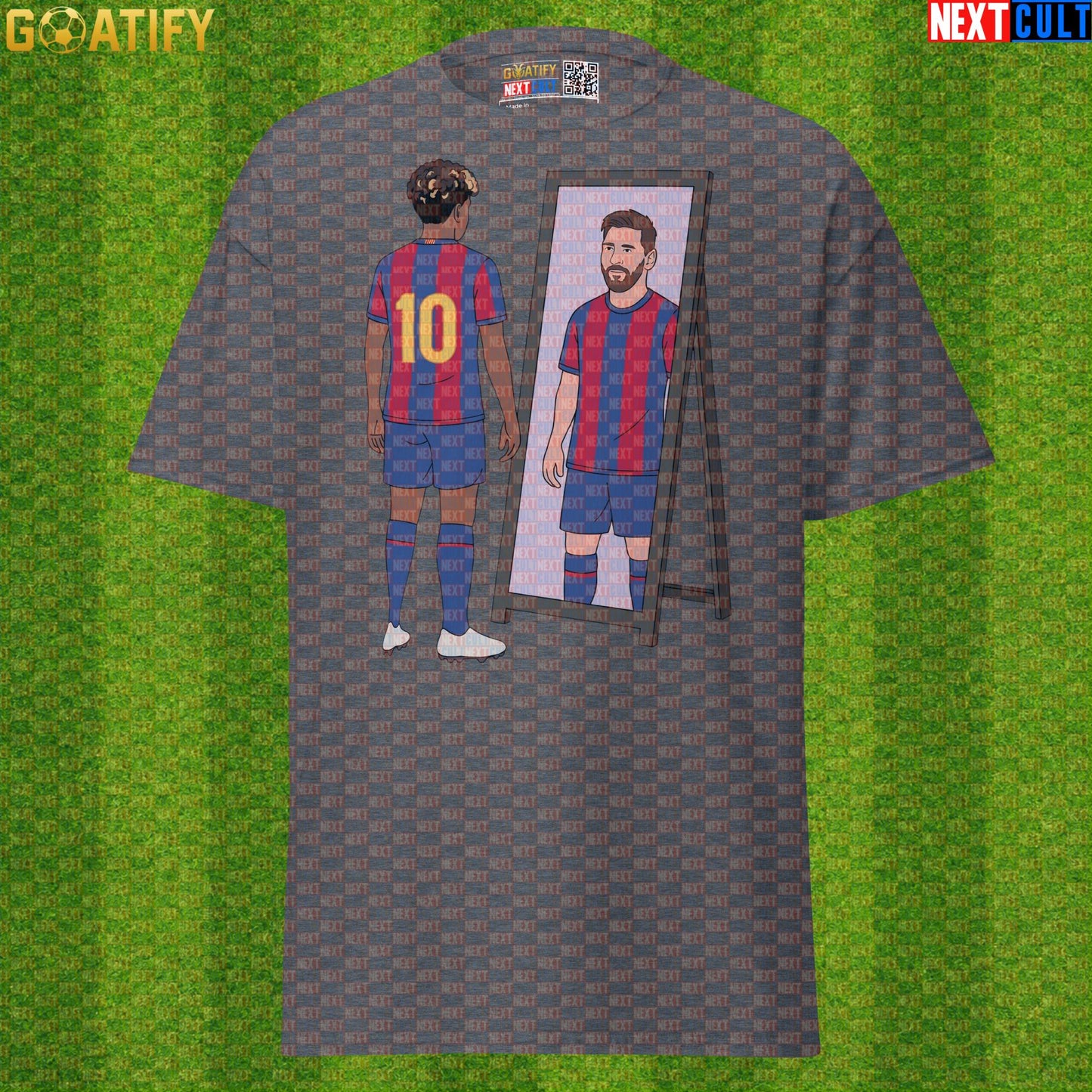 Lamine Yamal T-Shirt – Future Messi Mirror Meme Graphic Tee for Barcelona Football Fans Dark Heather Next Cult Brand