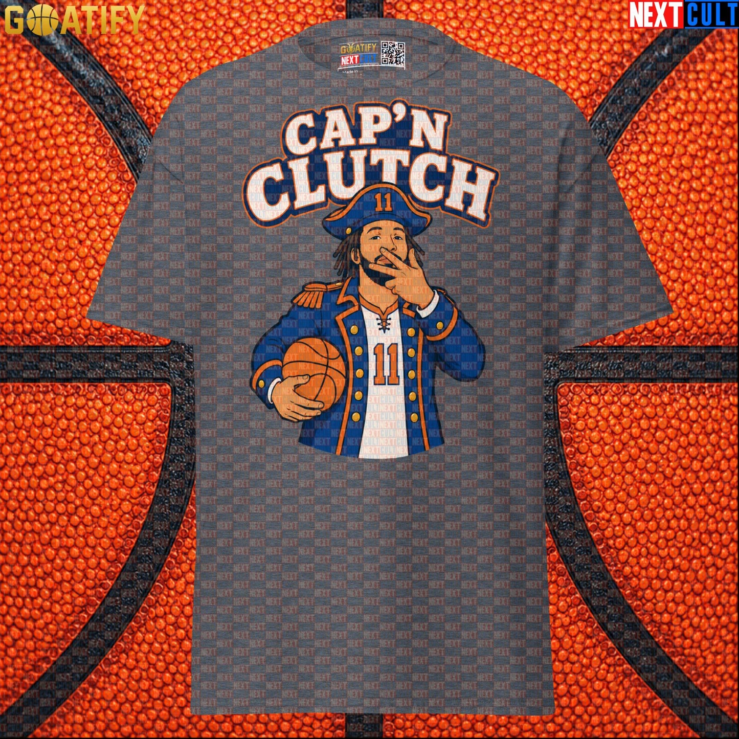 Jalen Brunson T-Shirt – Cap’n Clutch Graphic Tee for New York Knicks Championship Fans Dark Heather Next Cult Brand
