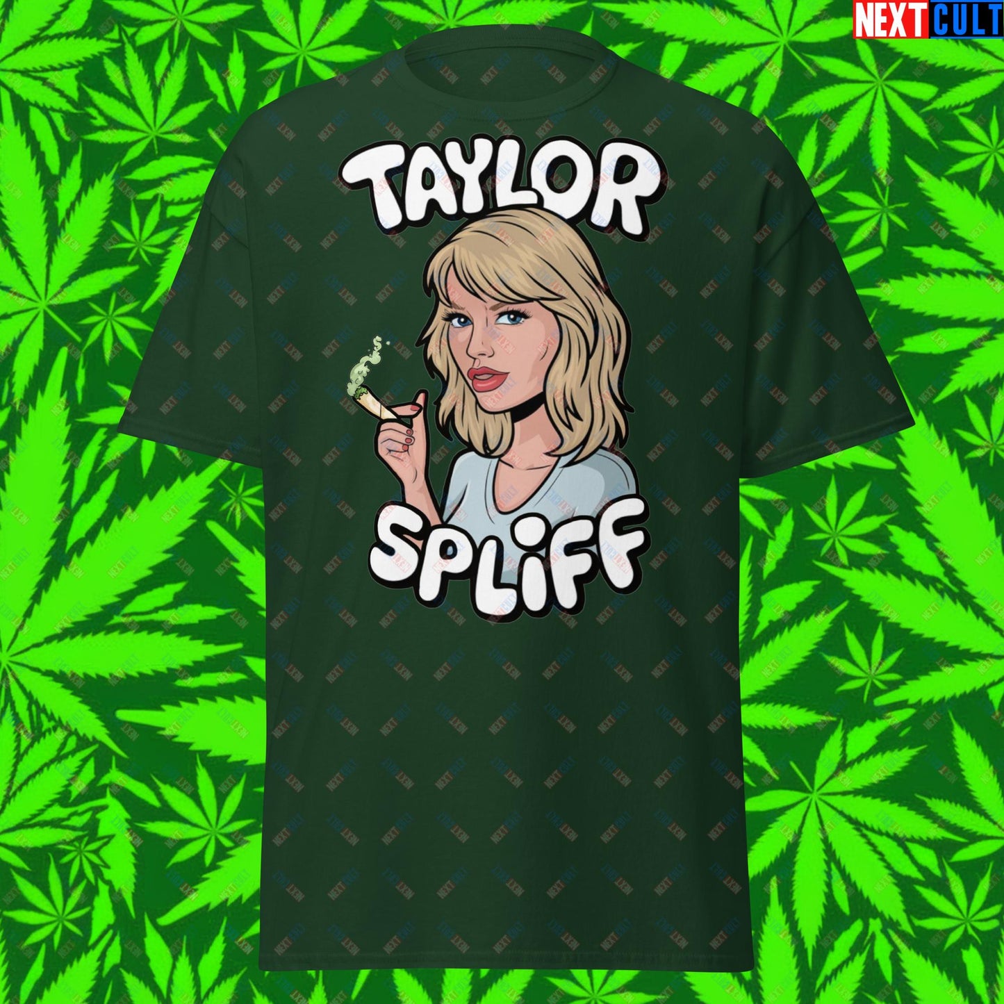 Taylor Spliff Pop Music Star Pothead Stoner Funny Weed Meme Unisex tee Forest Green T-shirts Music Weed Next Cult Brand