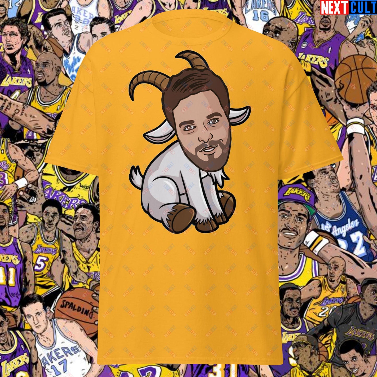 Pau Gasol G.O.A.T. T-Shirt - Funny Basketball Meme Casual Top - Greatest of All Time Tee for Basketball Fans - Perfect Gift for Pau Gasol Fans Unisex tee Gold T-shirts Basketball G.O.A.T. Los Angeles Lakers NBA Pau Gasol Next Cult Brand