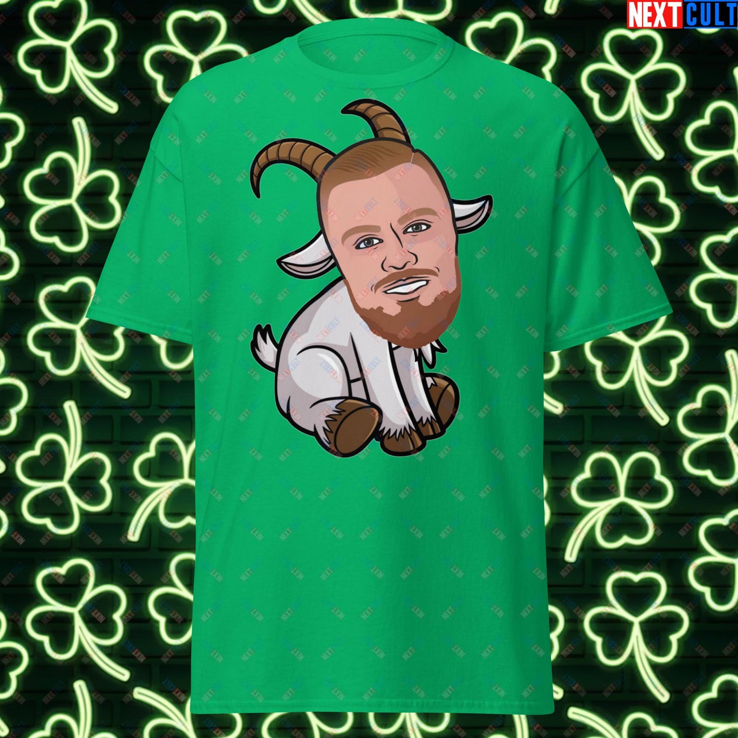 Kristaps Porzingis GOAT T-Shirt - Funny Basketball Meme Casual Top - Greatest of All Time Tee for Boston Celtics and Latvia Fans - Perfect Gift for Porzingis Fans Irish Green T-shirts Basketball Boston Celtics G.O.A.T. Kristaps Porzingis NBA Next Cult Brand