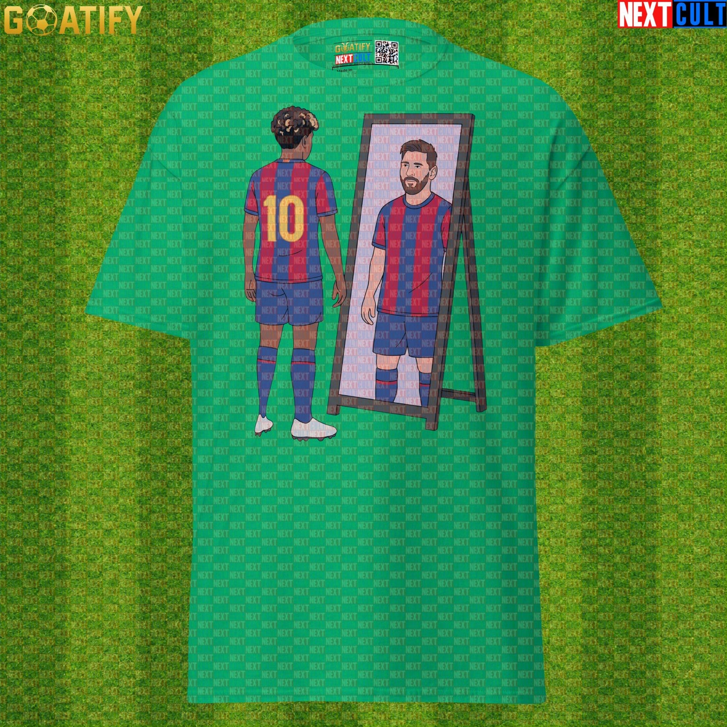 Lamine Yamal T-Shirt – Future Messi Mirror Meme Graphic Tee for Barcelona Football Fans Irish Green Next Cult Brand