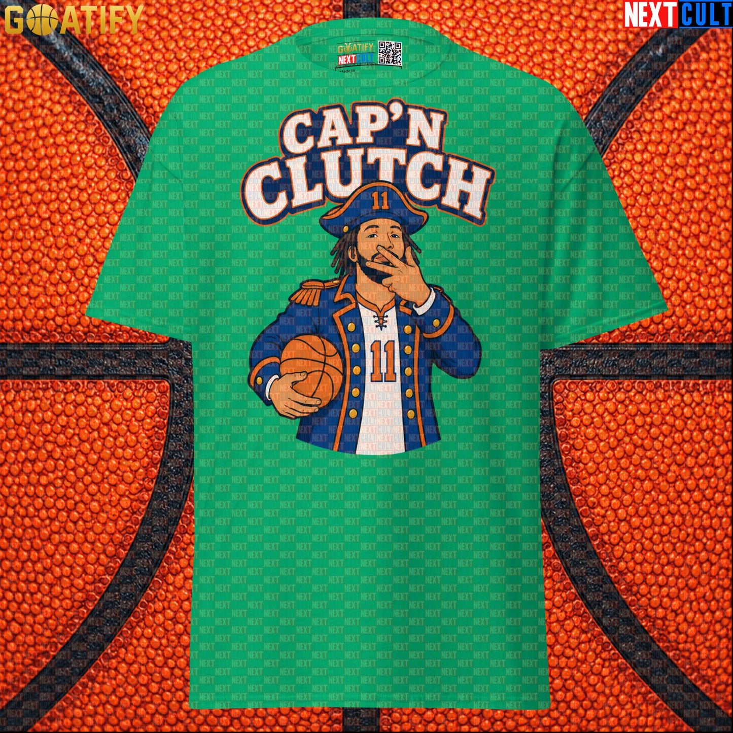 Jalen Brunson T-Shirt – Cap’n Clutch Graphic Tee for New York Knicks Championship Fans Irish Green Next Cult Brand