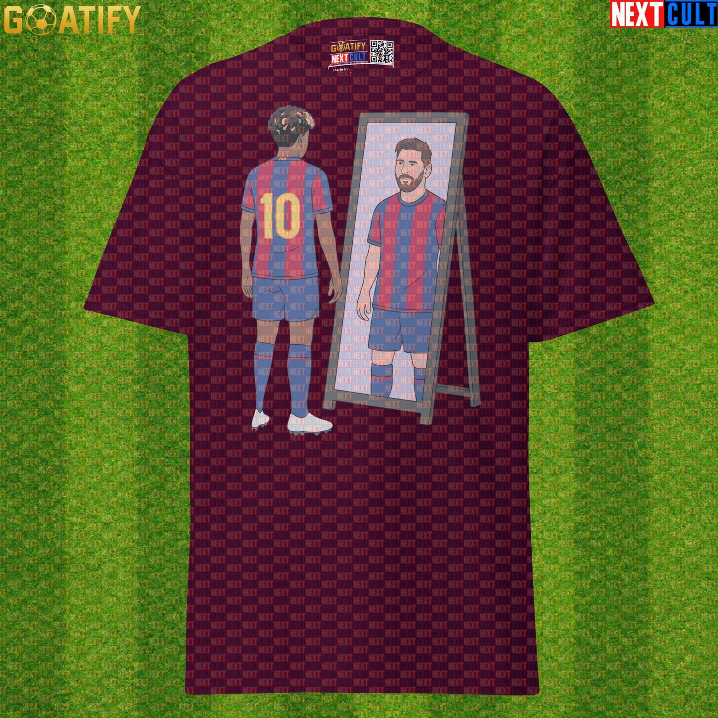 Lamine Yamal T-Shirt – Future Messi Mirror Meme Graphic Tee for Barcelona Football Fans Maroon Next Cult Brand