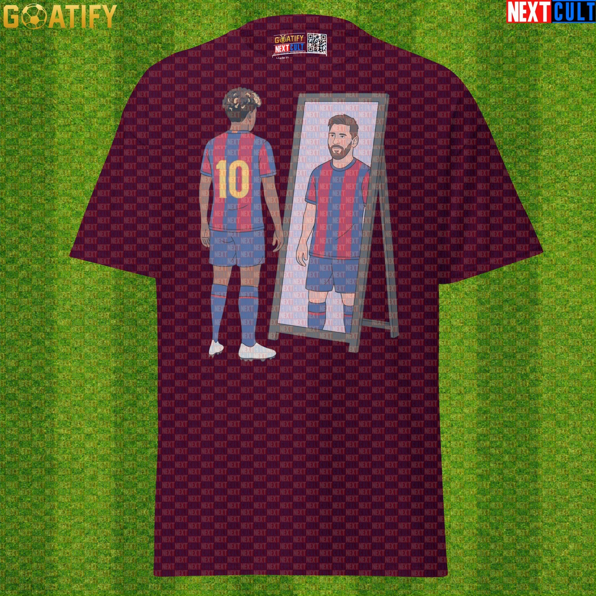Lamine Yamal T-Shirt – Future Messi Mirror Meme Graphic Tee for Barcelona Football Fans Maroon Next Cult Brand