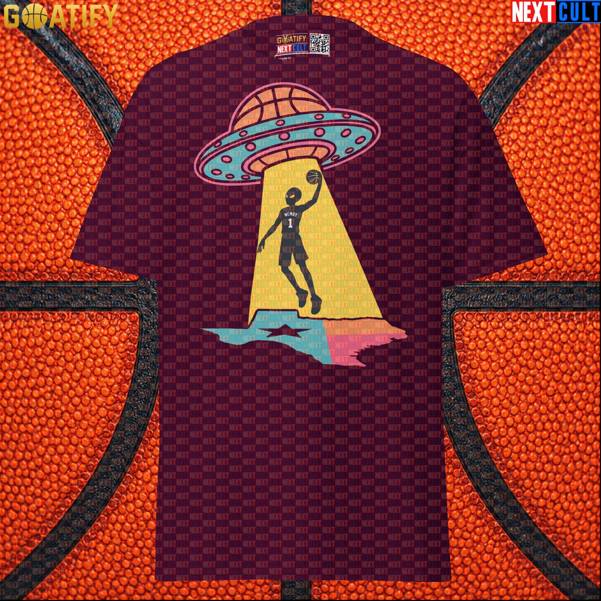 Basketball T-Shirt Alien Wemby UFO Abduction Graphic for Spurs Fans and Game Day Gifts |  | ["Basketball", "France", "NBA", "San Antonio Spurs", "Victor Wembanyama", "Wemby"]