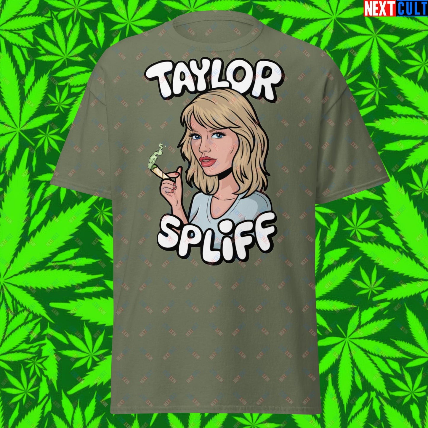 Taylor Spliff Pop Music Star Pothead Stoner Funny Weed Meme Unisex tee Military Green T-shirts Music Weed Next Cult Brand