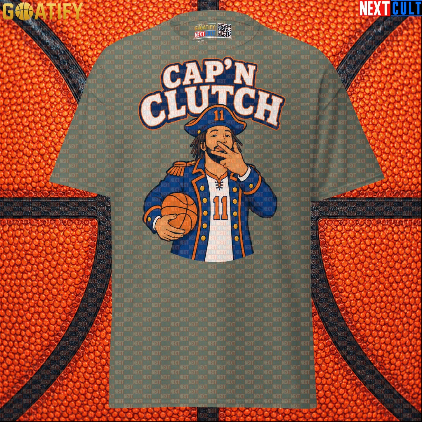 Jalen Brunson T-Shirt – Cap’n Clutch Graphic Tee for New York Knicks Championship Fans Military Green Next Cult Brand