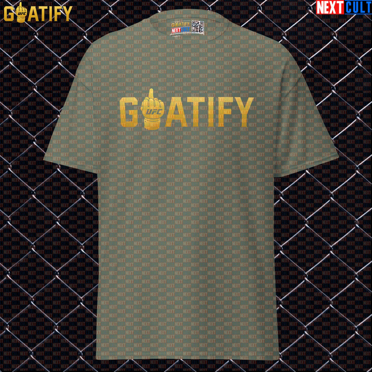 UFC GOAT T-Shirt Gold Middle Finger Fight Graphic for MMA Fans & Fighter Gifts | GOATIFY | T-shirts | ["Martial Arts", "MMA", "NCB", "UFC"]