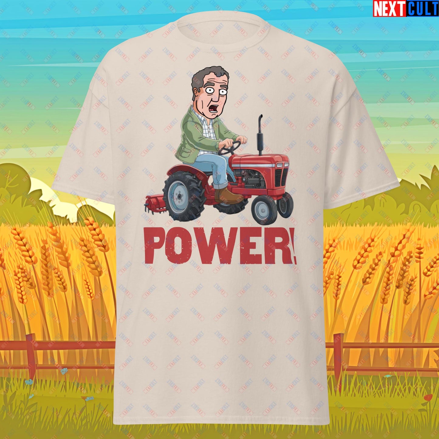 Speed and Power Tractor Jeremy Clarkson's Farm Diddly Squat Grand Tour Top Gear Funny Meme Cartoon Unisex tee Natural T-shirts Clarkson's Farm Grand Tour Jeremy Clarkson Top Gear TV Shows Next Cult Brand