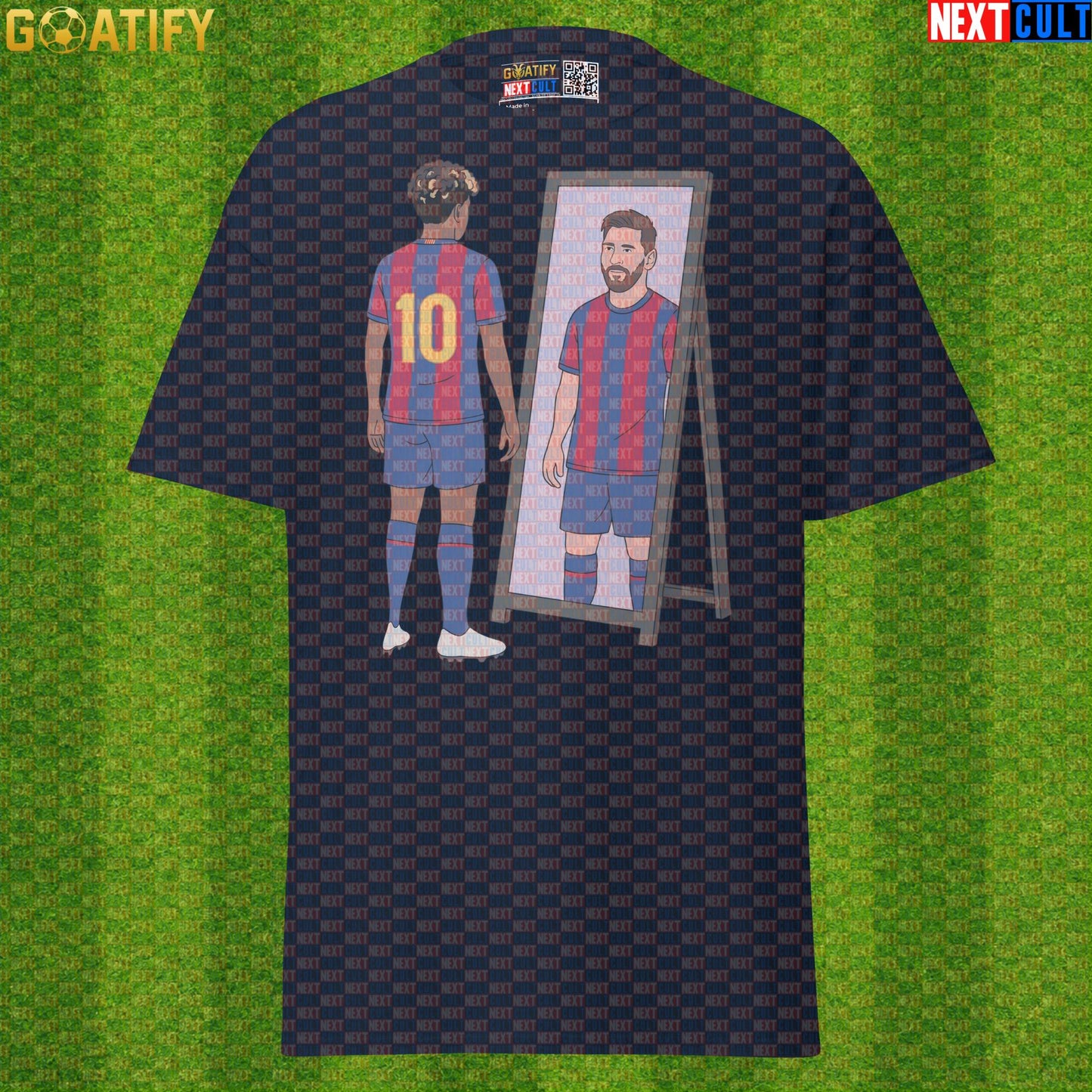 Lamine Yamal T-Shirt – Future Messi Mirror Meme Graphic Tee for Barcelona Football Fans Navy Next Cult Brand