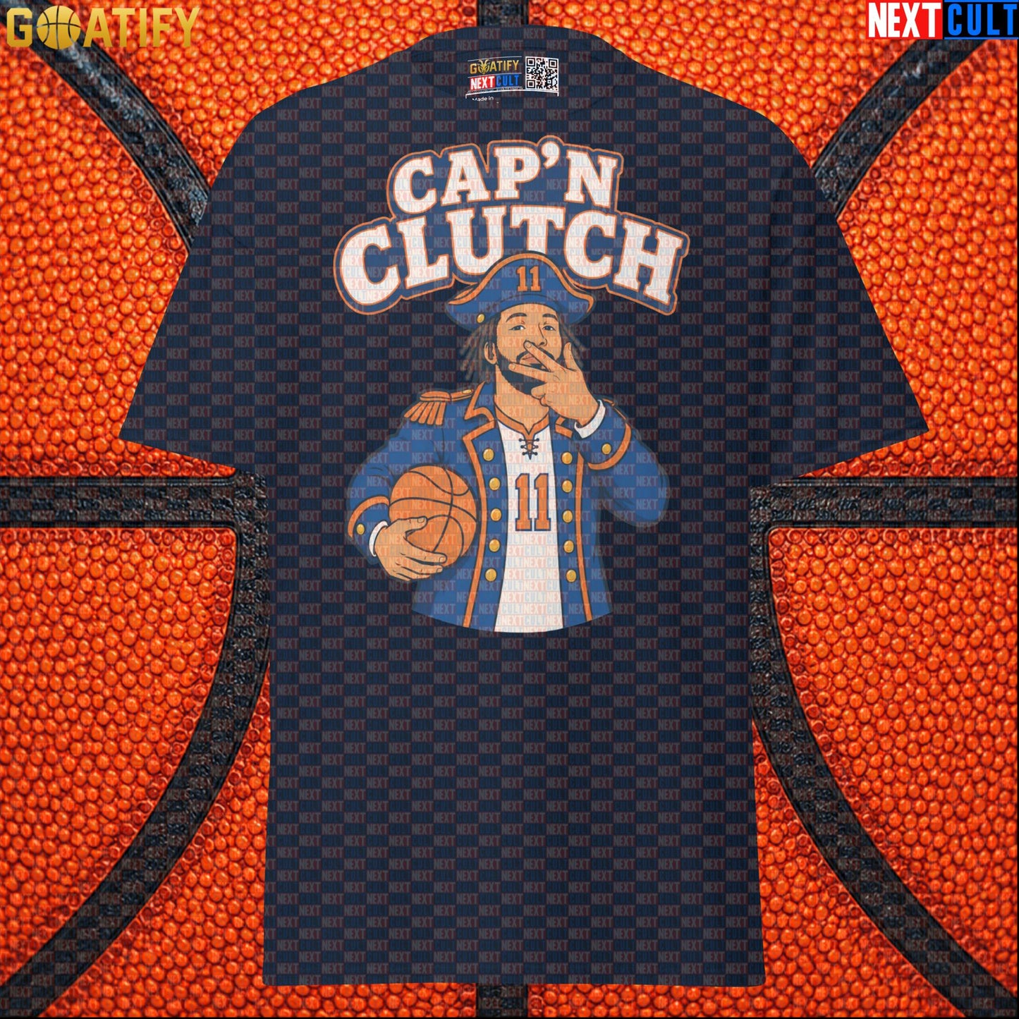 Jalen Brunson T-Shirt – Cap’n Clutch Graphic Tee for New York Knicks Championship Fans Navy Next Cult Brand