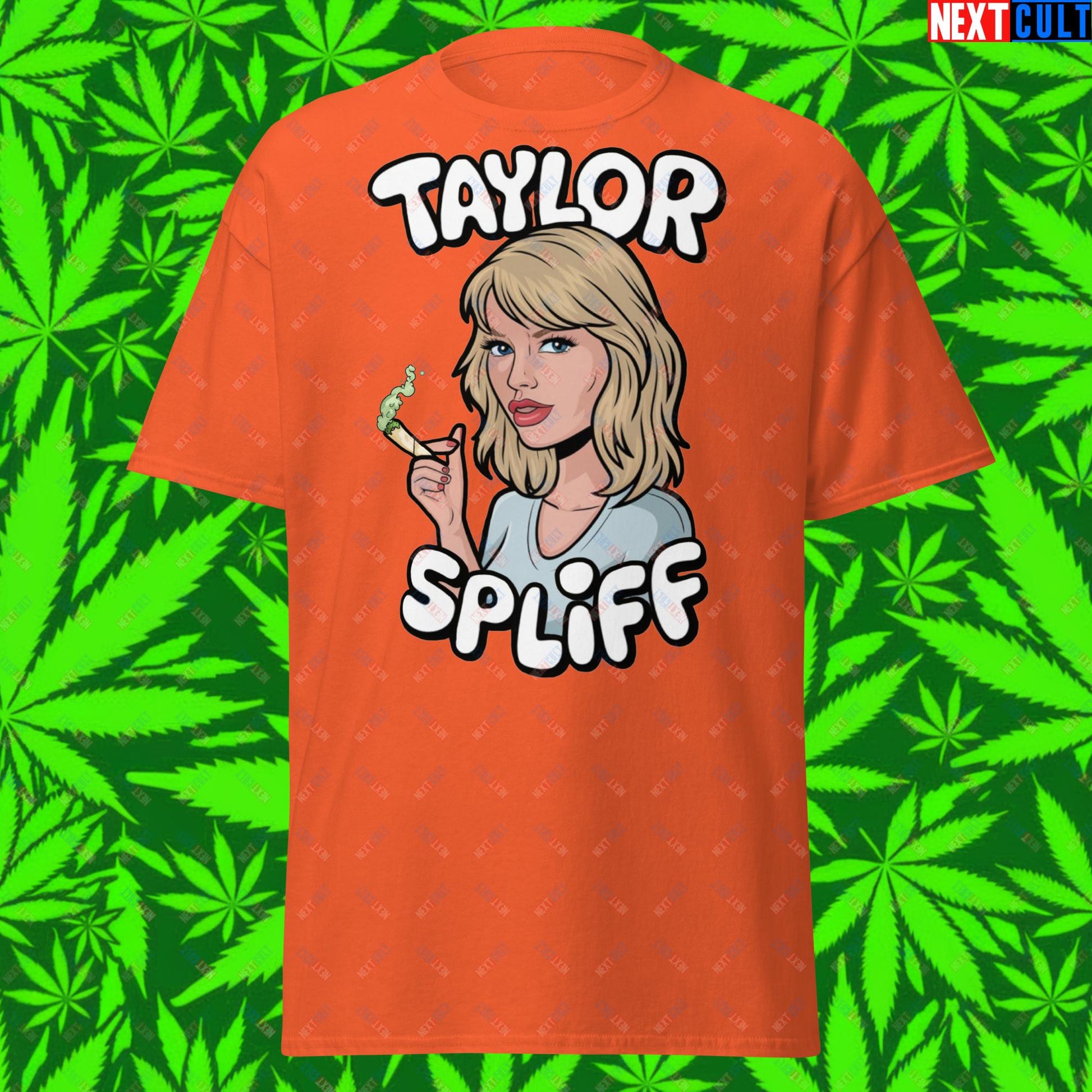 Taylor Spliff Pop Music Star Pothead Stoner Funny Weed Meme Unisex tee Orange T-shirts Music Weed Next Cult Brand