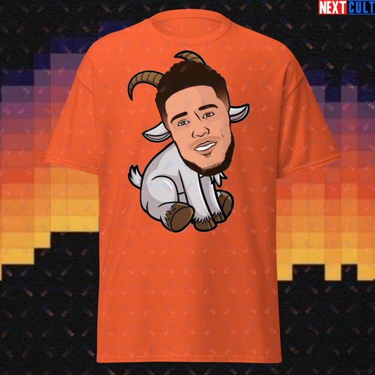 Devin Booker GOAT T-Shirt - Funny Basketball Meme Casual Top - Phoenix Suns Greatest of All Time Tee for Basketball Fans - Perfect Gift for Devin Booker Fans Orange T-shirts Basketball Devin Booker G.O.A.T. NBA Phoenix Suns Next Cult Brand