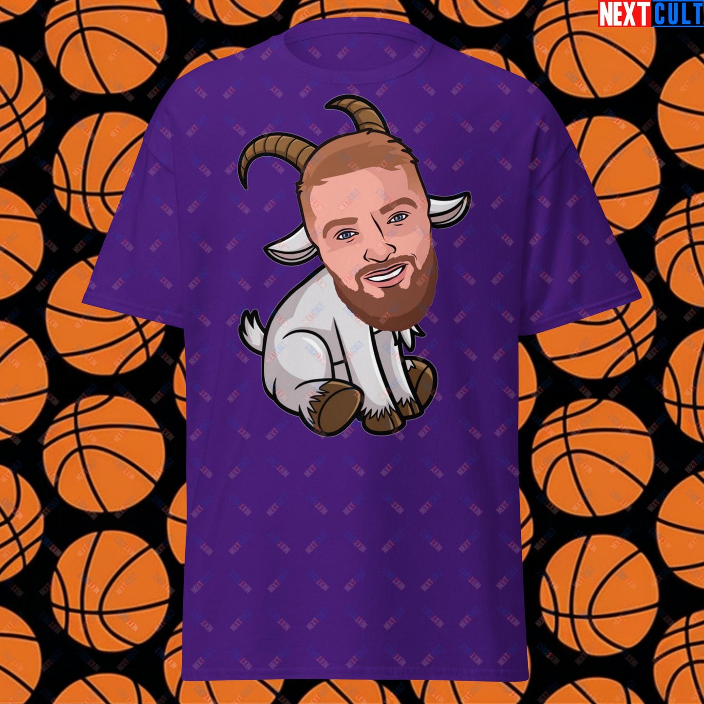 Domantas Sabonis GOAT T-Shirt - Funny Basketball Meme Casual Top - Greatest of All Time Tee for Sacramento Kings and Lithuania Fans - Perfect Gift for Basketball Lovers Purple T-shirts Basketball Domantas Sabonis G.O.A.T. NBA Sacramento Kings Next Cult Brand