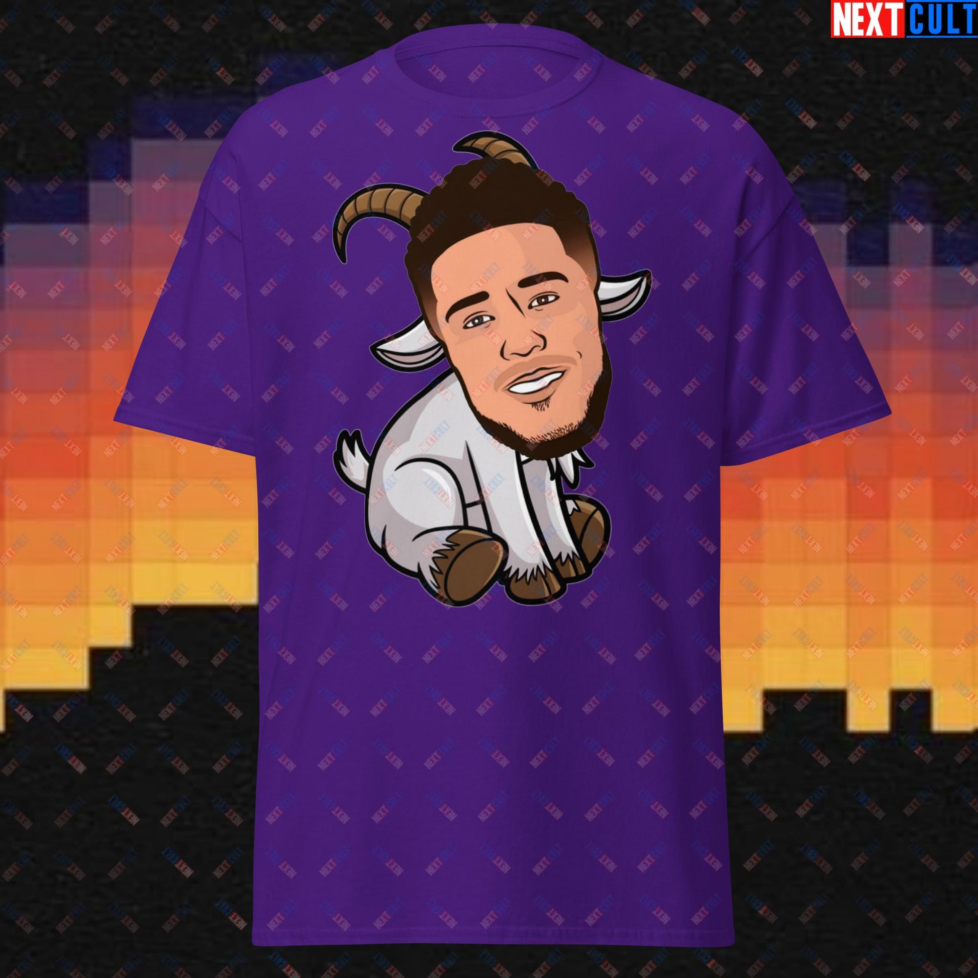 Devin Booker GOAT T-Shirt - Funny Basketball Meme Casual Top - Phoenix Suns Greatest of All Time Tee for Basketball Fans - Perfect Gift for Devin Booker Fans Purple T-shirts Basketball Devin Booker G.O.A.T. NBA Phoenix Suns Next Cult Brand