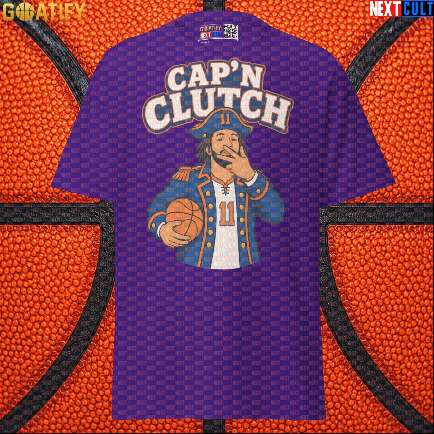 Jalen Brunson T-Shirt – Cap’n Clutch Graphic Tee for New York Knicks Championship Fans Purple Next Cult Brand