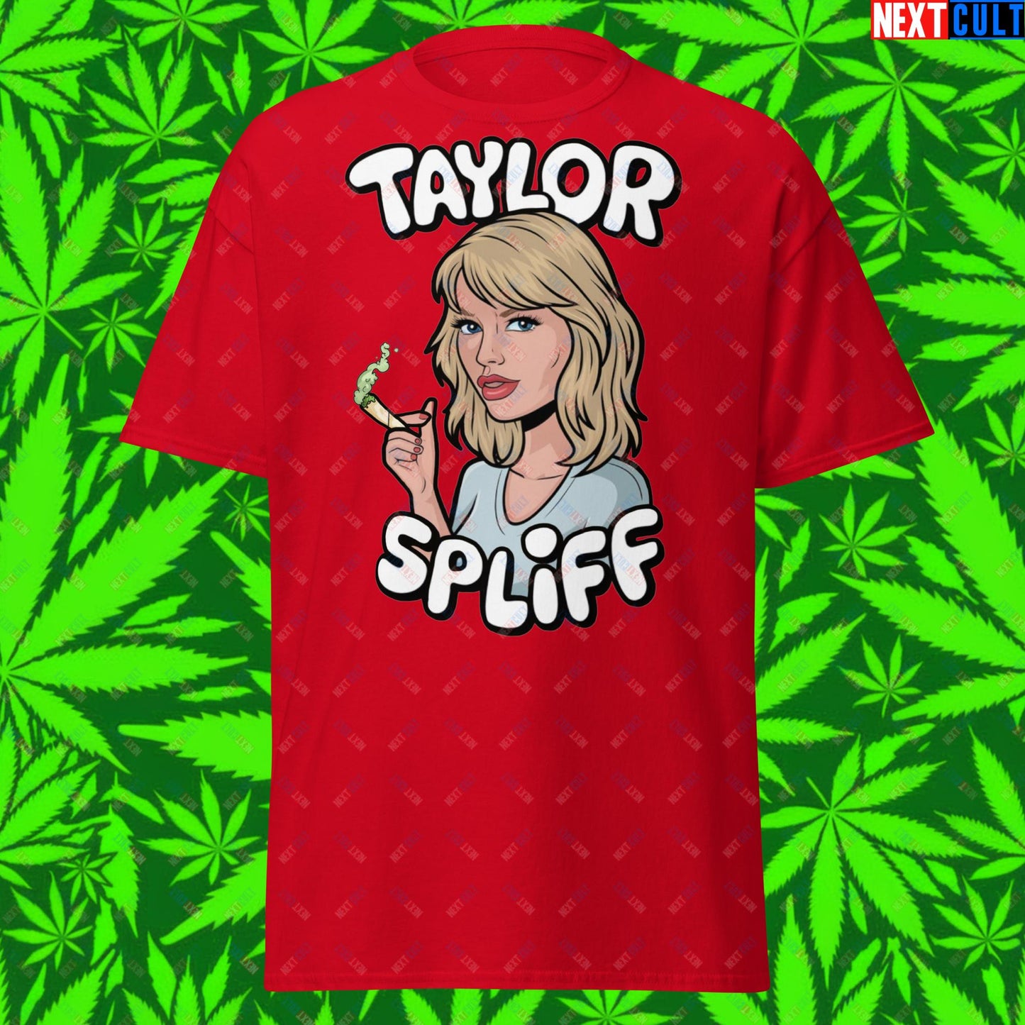 Taylor Spliff Pop Music Star Pothead Stoner Funny Weed Meme Unisex tee Red T-shirts Music Weed Next Cult Brand