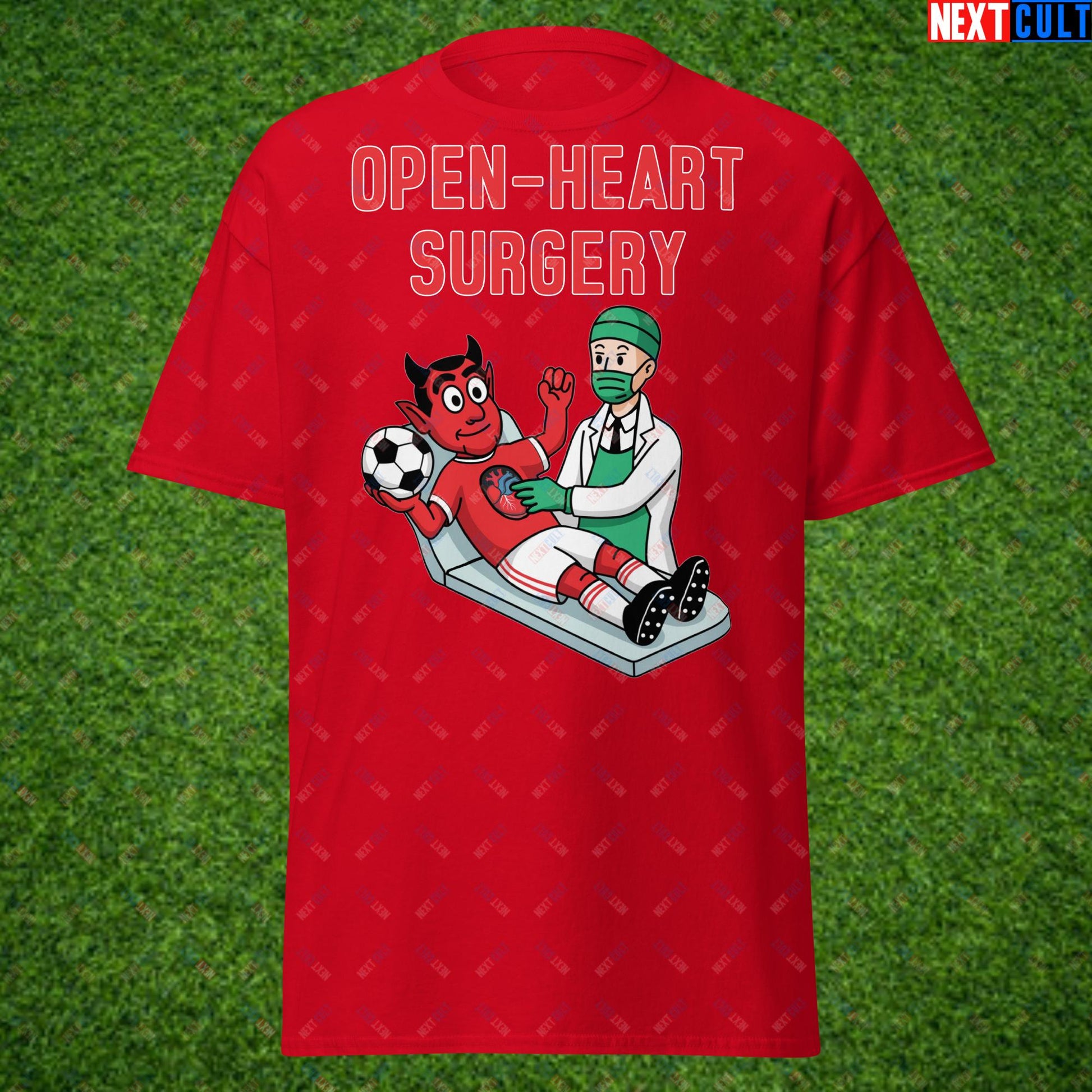 Ralf Rangnick "United Need Open Heart Surgery" T-Shirt - Manchester United Fan Protest Casual Top - Lazy Players Out, Proper Structure In, Remove Owners - Funny Football Meme Gift Unisex tee Red T-shirts Football GlazersOut Manchester United RatcliffeOut Next Cult Brand