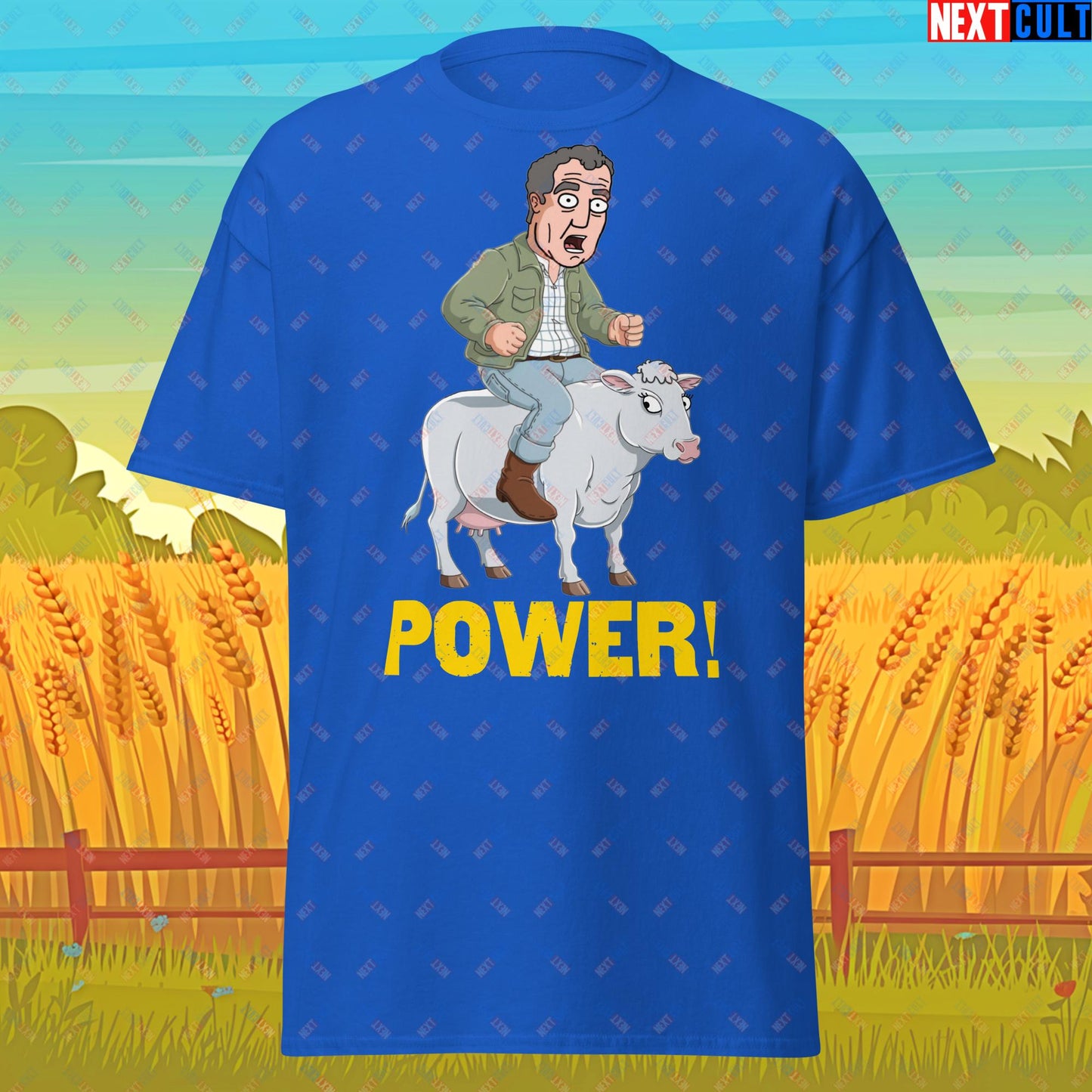 Speed and Power Pepper Cow Jeremy Clarkson's Farm Diddly Squat Grand Tour Top Gear Funny Meme Cartoon Unisex tee Royal T-shirts Clarkson's Farm Grand Tour Jeremy Clarkson Top Gear TV Shows Next Cult Brand