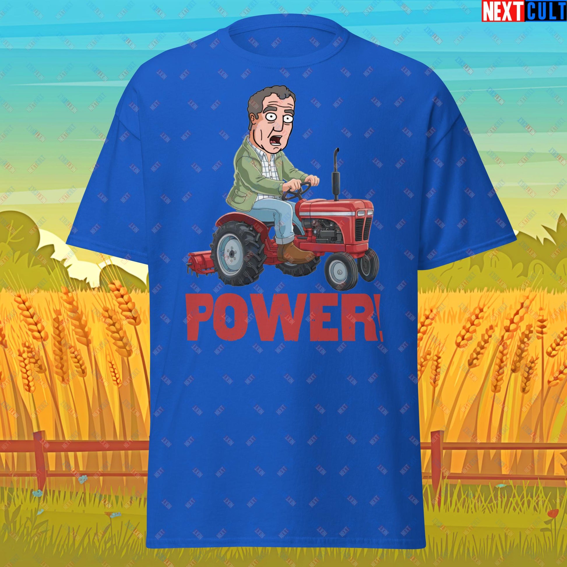 Speed and Power Tractor Jeremy Clarkson's Farm Diddly Squat Grand Tour Top Gear Funny Meme Cartoon Unisex tee Royal T-shirts Clarkson's Farm Grand Tour Jeremy Clarkson Top Gear TV Shows Next Cult Brand